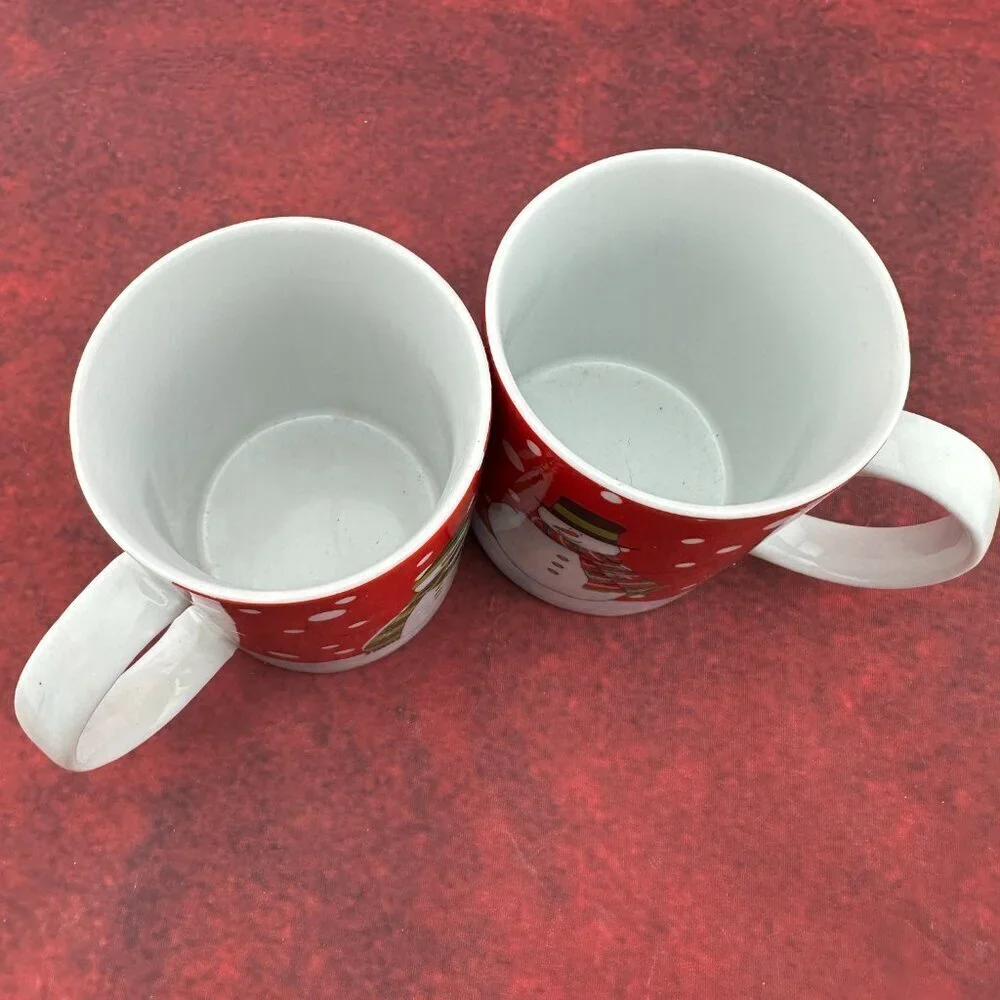 BIA CORDON BLEU CHRISTMAS SNOWMAN MUG COFFEE CUP 11 oz SET of 2